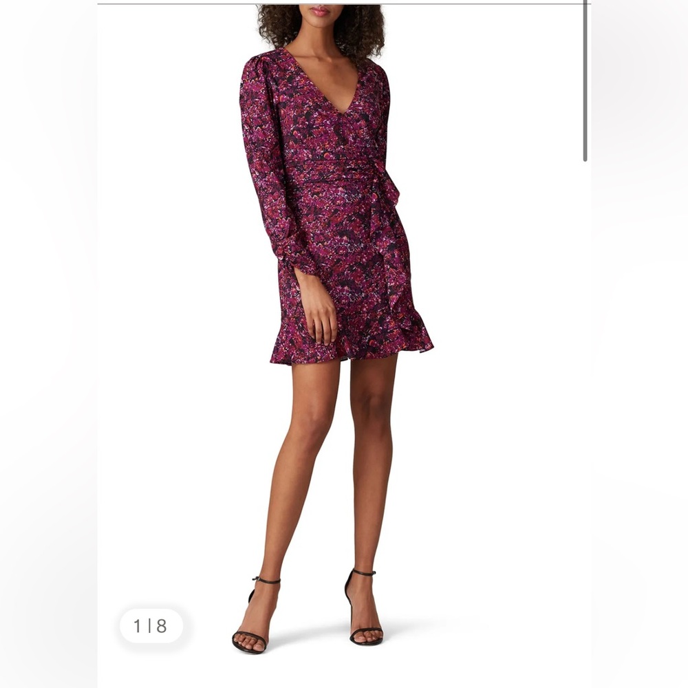 Parker Floral Allison Burgundy Long Sleeve Dress